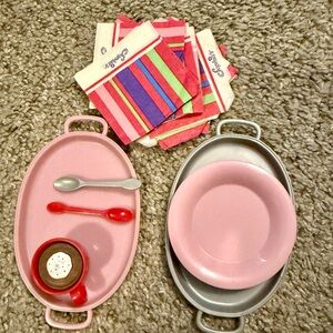 Sophia’s doll party set napkins trays cup cocoa dishware